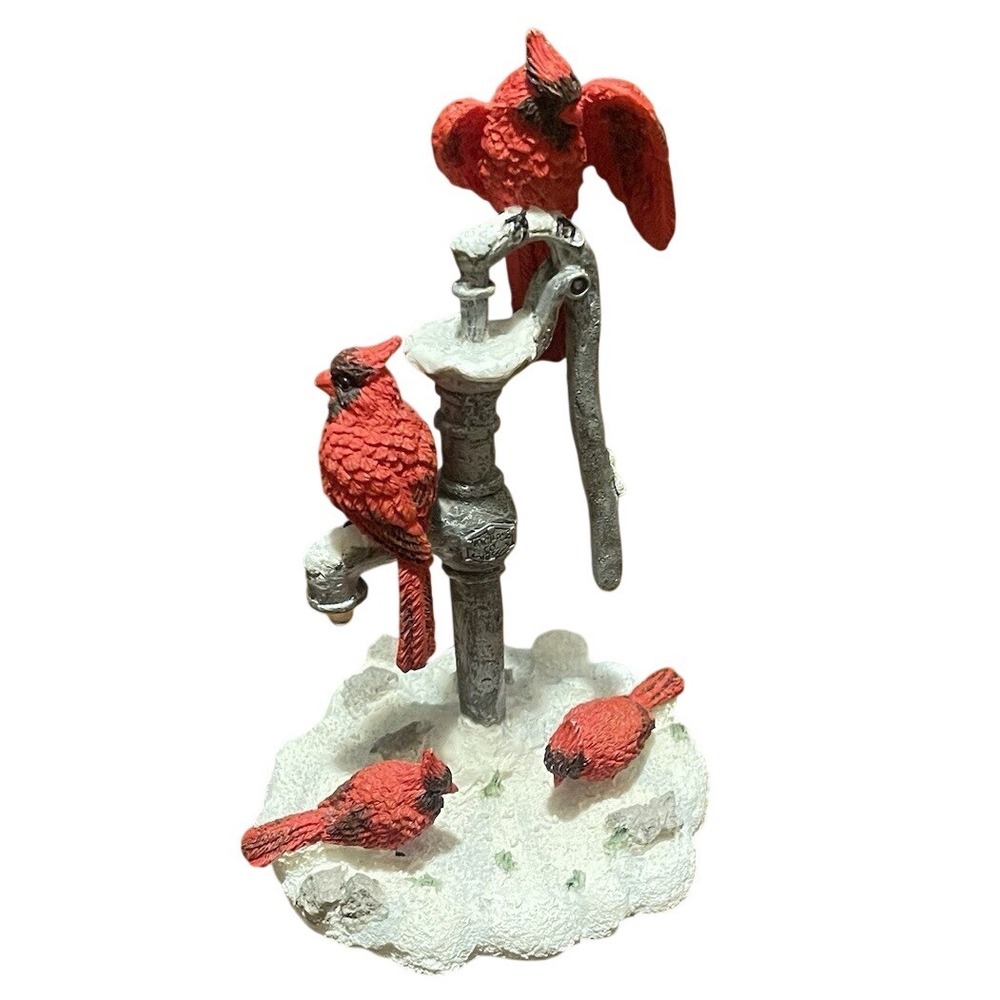 Vintage Kurt Adler Cardinals Snow Old Fashioned Water Pump Figurine Christmas